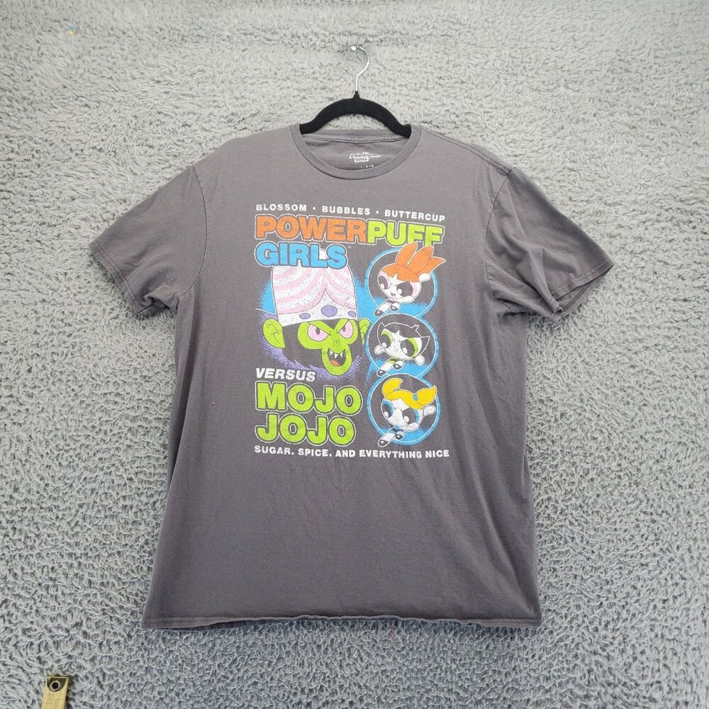 The Powerpuff Girls Shirt Womens Large Gray Versus Mojo Jojo Graphic Crewneck